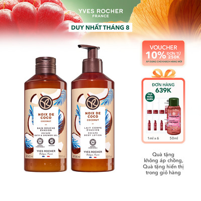 Combo sữa tắm và sữa dưỡng thể hương dừa Yves Rocher 400mlx390ml
