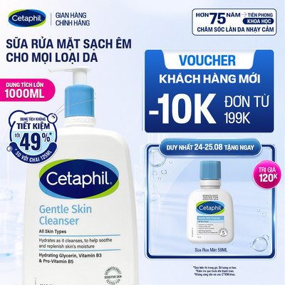 Sữa rửa mặt dịu lành cho da nhạy cảm CETAPHIL GENTLE SKIN CLEANSER 1000ML