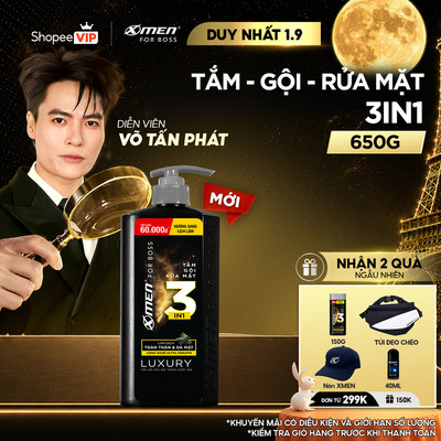 [SVIP] Tắm Gội Rửa Mặt XMen for Boss 3in1 Luxury 630g Hương Nước Hoa Châu Âu Sạch sâu, toàn thân da mặt