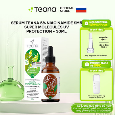 Serum Teana 5% Niacinamide SM5 Super Molecules UV Protection kiềm dầu, ngừa mụn, mờ thâm và bảo vệ da tối ưu - 30ml