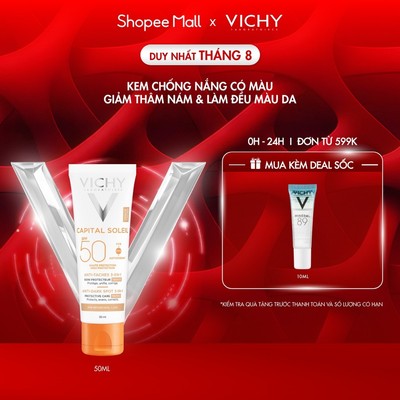 Kem chống nắng giảm thâm nám SPF50 Vichy Capital Soleil UVB+UVA Anti DarkSpot 3in1 50ml