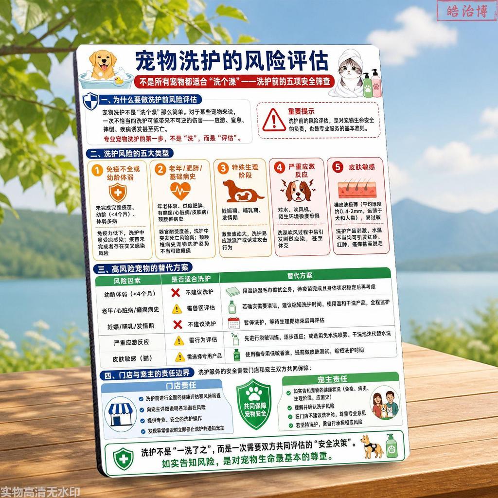 Pet Wash Loại rủi ro Pet Grooming Shop Display Board Phong cách mới Khung ảnh Pet Shop Bàn trang trí