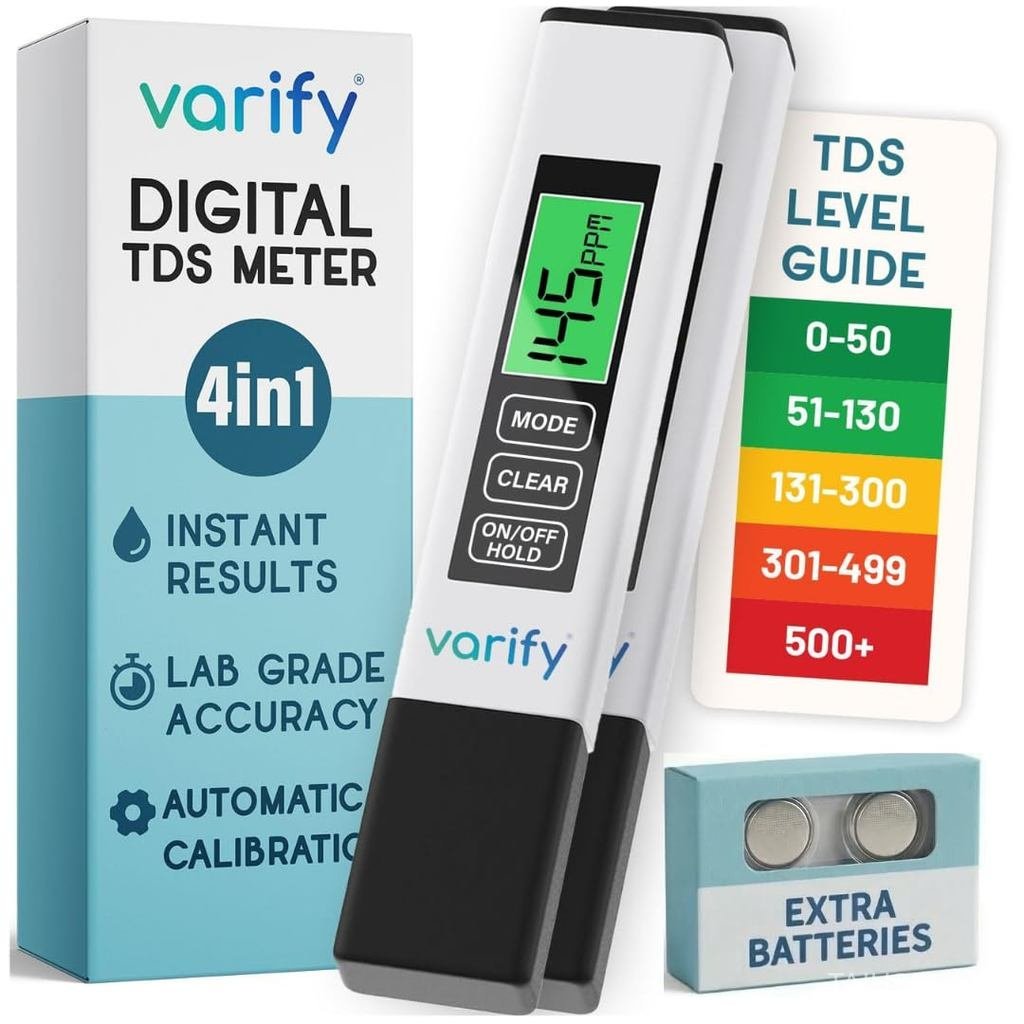 Varify 4-in-1 TDS Meter Digital Water Tester for Drinking Water | Accurate 0–9990 PPM EC & Temp Read