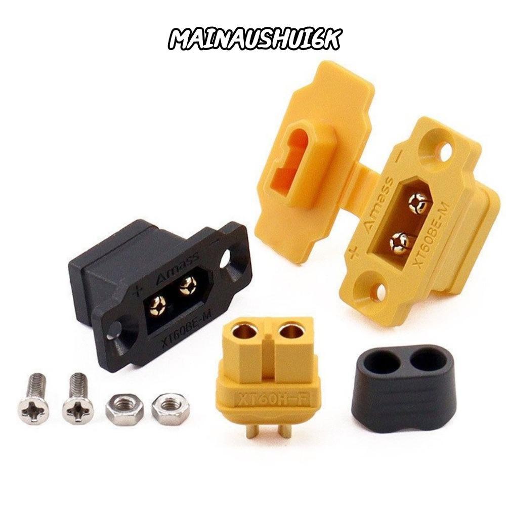 Đầu nối MAINAUSHUI6K XT60BE-M-F, Amass East để cài đặt phích cắm nam XT60BE, màu vàng đen có nắp phí