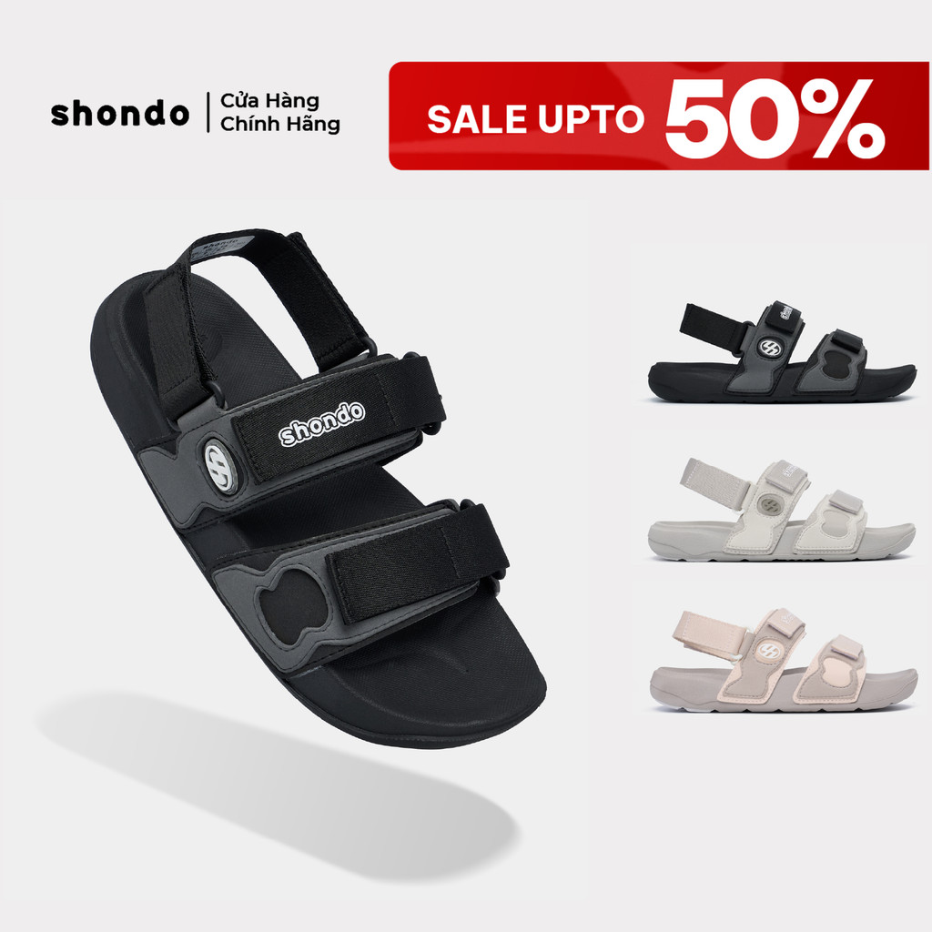 Giày Sandal Nam Nữ Shondo Platy 7 Quai Ngang Khoen Gài Đế Phylon 3.5cm Nhiều Màu
