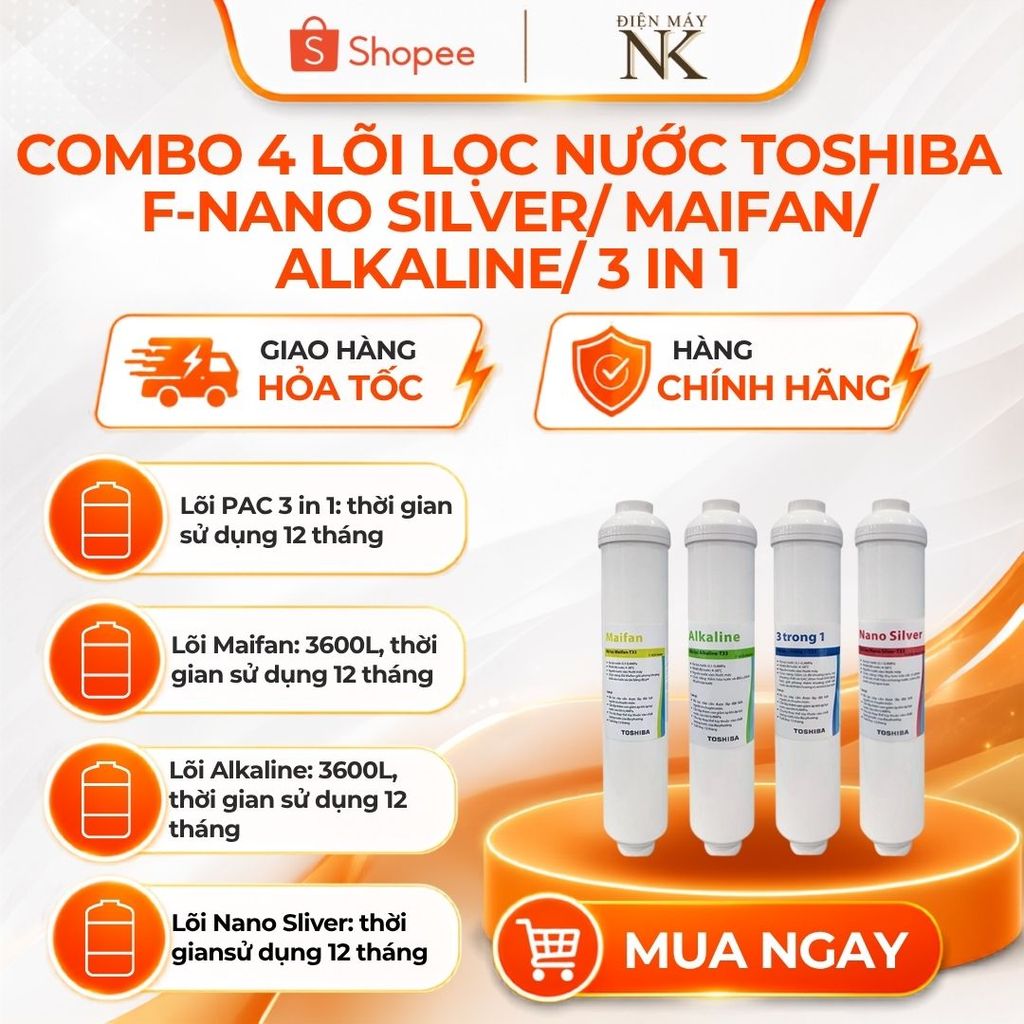 Lõi lọc nước Toshiba F-Nano Silver/ Maifan/ Alkaline/ 3 in 1 dành cho máy TWP-N1660SVN/ H1660SVN/ W1