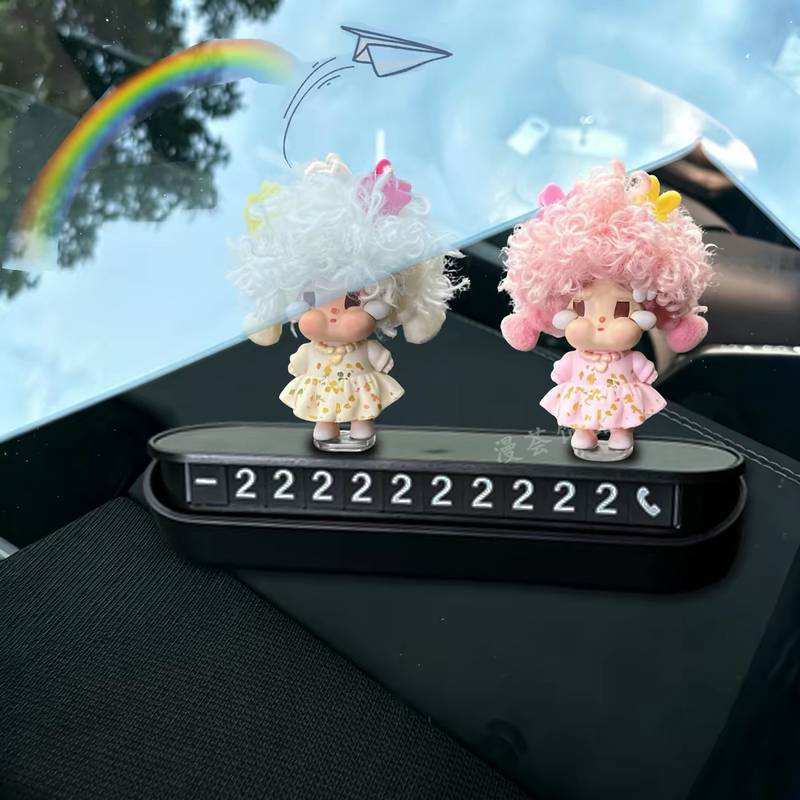Cute Crying Baby Afro Temporary Parking Number Plate Warm Decorations in the Car Women Can Hide the 