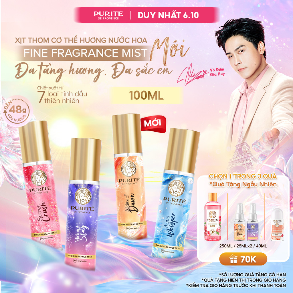 [MỚI] Xịt Thơm Body Mist Purité Hương Nước Hoa Cao Cấp 100ML [CO GWP]