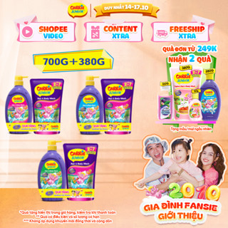 [TẶNG TÚI 380G] Chai Sữa Tắm Gội cho bé Carrie Junior hương trái cây thiên nhiên 700g (Tặng mùi ngẫu nhiên)