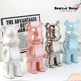  Tượng Decor Để Bàn Gấu Bearbrick 28cm Loại Đứng Gốm Sứ Mạ Titan Siêu Cứng Trang Trí Nhà Cửa Phòng 