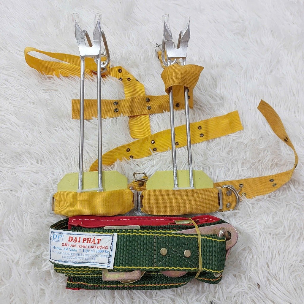 [SHOP ÁO ONG] Guốc leo trèo cây bằng inox kèm đai bảo hộ, guốc hỗ trợ leo trèo cây cau cây dừa...
