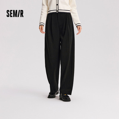 Quần Semir chenille chân rộng dành cho ngày thường, màu đơn giản và họa tiết, phù hợp mùa đông 2025