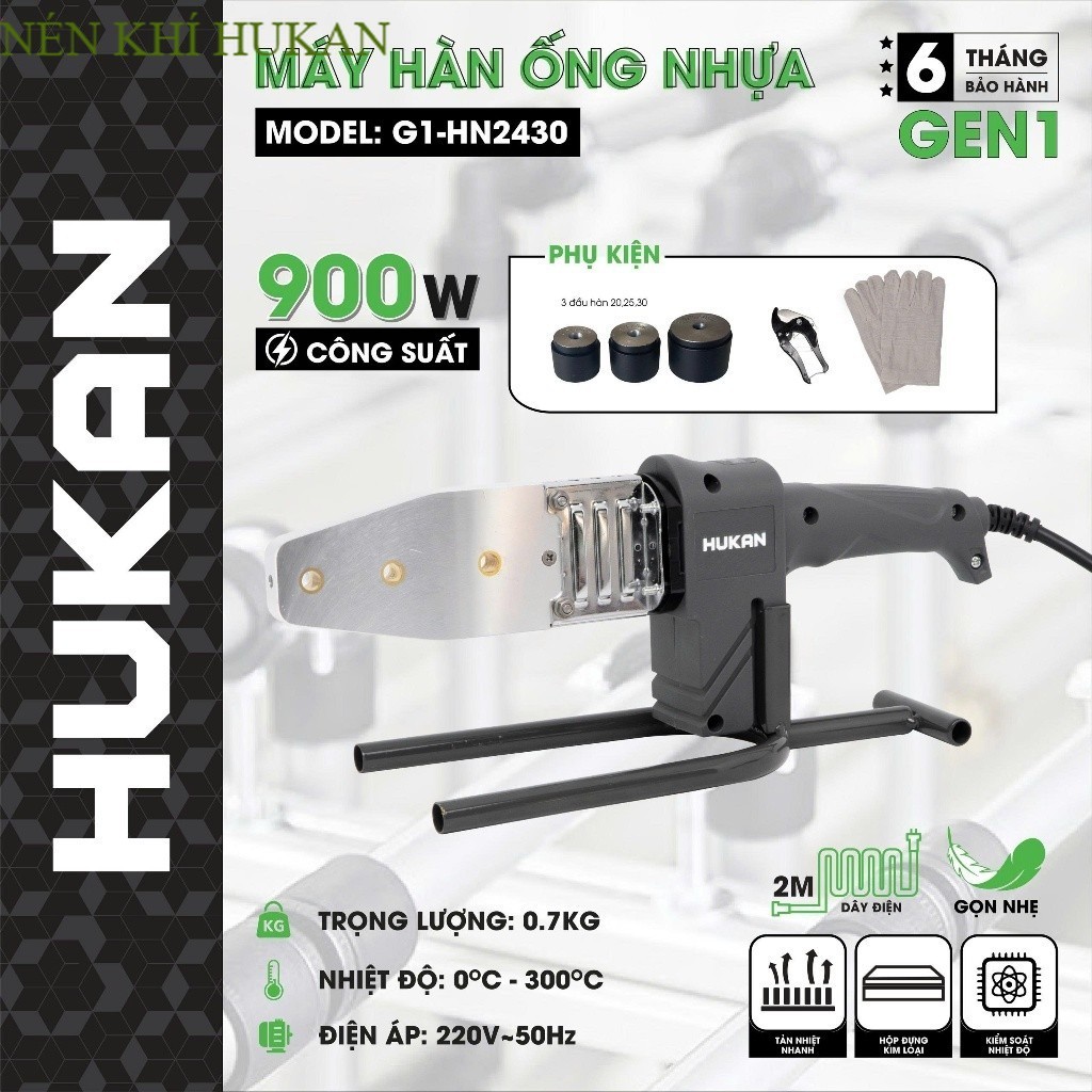 Máy hàn ống nhựa Hukan G1-HN2430 Hukan chính hãng , mẫu mới Nén Khí HUKAN