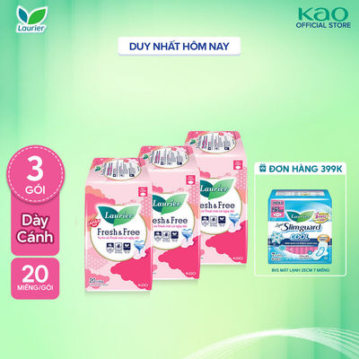 Combo 3 Băng vệ sinh Laurier Fresh & Free Siêu Mỏng