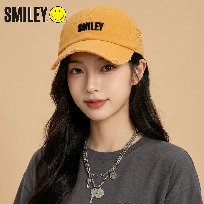 SMILEY Pháp SMILEY Mặt Thời Trang Mềm Top Mũ Chống Nắng Mặt Nhỏ Nam Nữ Thường Ngày Phù Hợp Với Mũ Bó