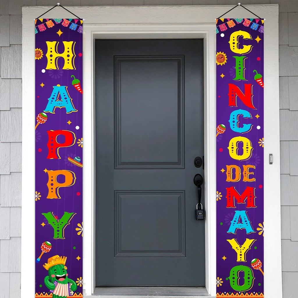 Cinco De Mayo Trang Trí Biểu Ngữ 2 Chiếc Happy Cinco De Mayo Porch Ký Biểu Ngữ Mexico Fiesta Trang T
