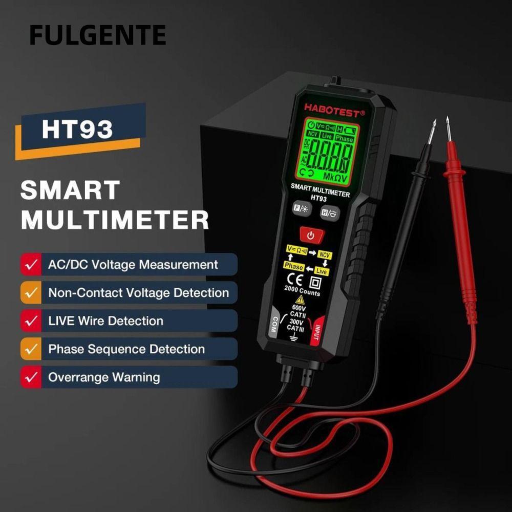 Máy kiểm tra đếm FULLGENTE, 2000 Đếm Đồng hồ vạn năng kỹ thuật số RMS HT93 đích thực, Máy đo điện áp