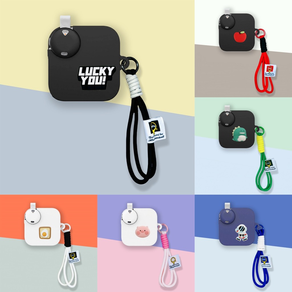 for Anker Soundcore Work Case Cartoon Penguin Bulldog Cute Dinosaur Silicone Soft Case with Lanyard 