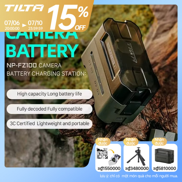 Bộ sạc pin máy ảnh TILTA 2400mAh NP-FZ100 Bộ sạc pin máy ảnh 4 kênh NP-W235 / DMW-BLK22 / EN-EL15 / 