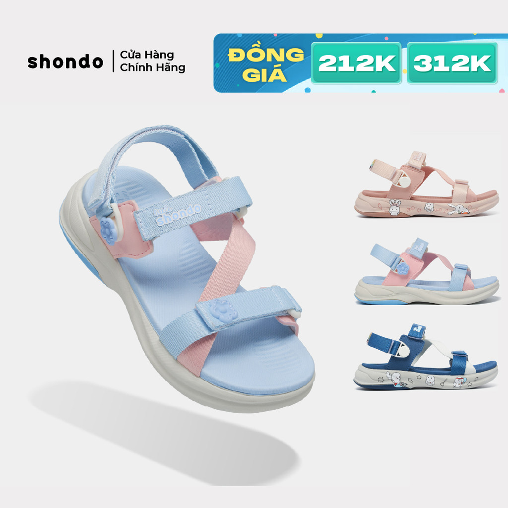 Giày Sandal Trẻ Em Little 8 Quai Hậu Xoay, Thoải Mái, Siêu Nhẹ Shondo Nhiều Màu