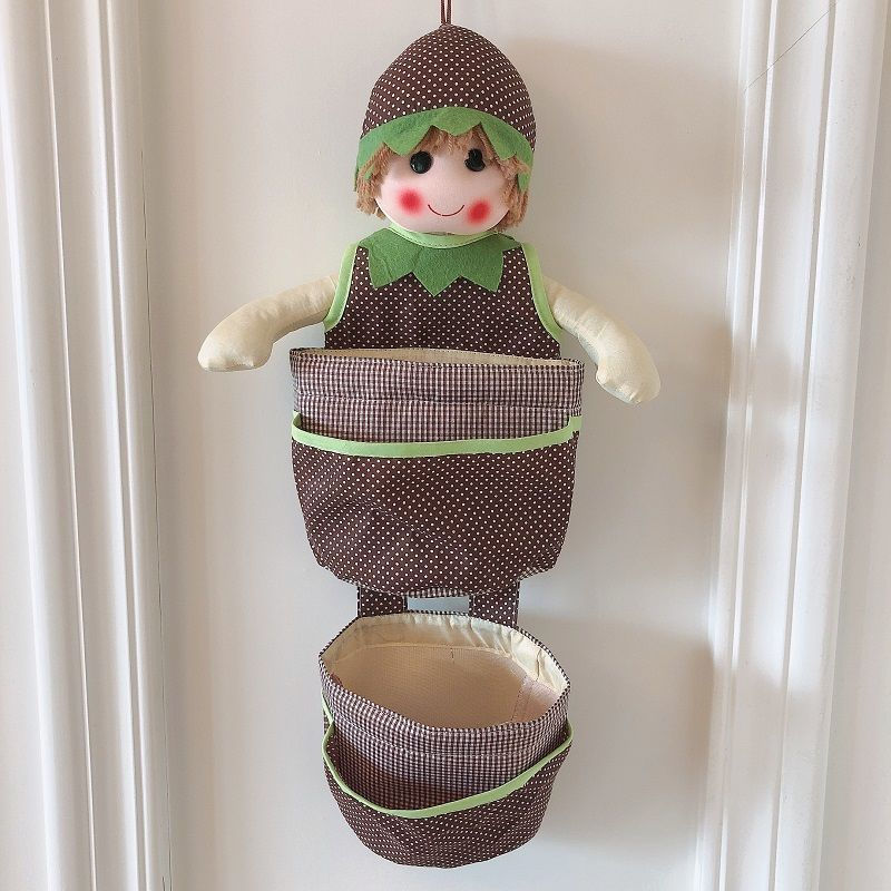 New Product#Cute fabric doll hanging bag, creative cartoon wall-mounted storage bag for small items 