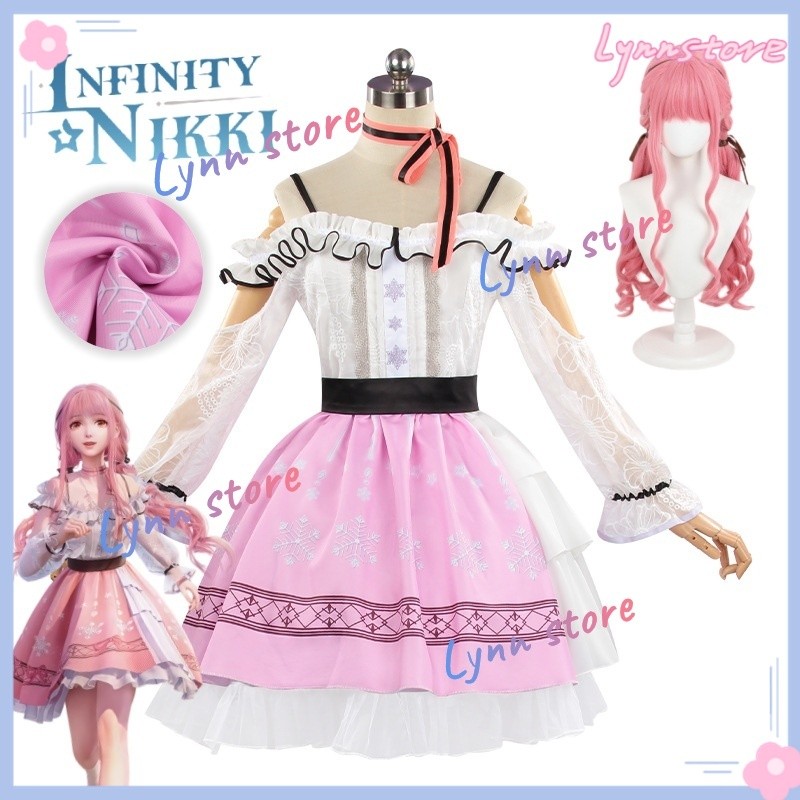 NIKKI Trang Phục Hóa Trang INFINITY NIKKI Váy Hồng Tóc Giả Phụ Kiện Bộ Anime Đảng Trang Phục