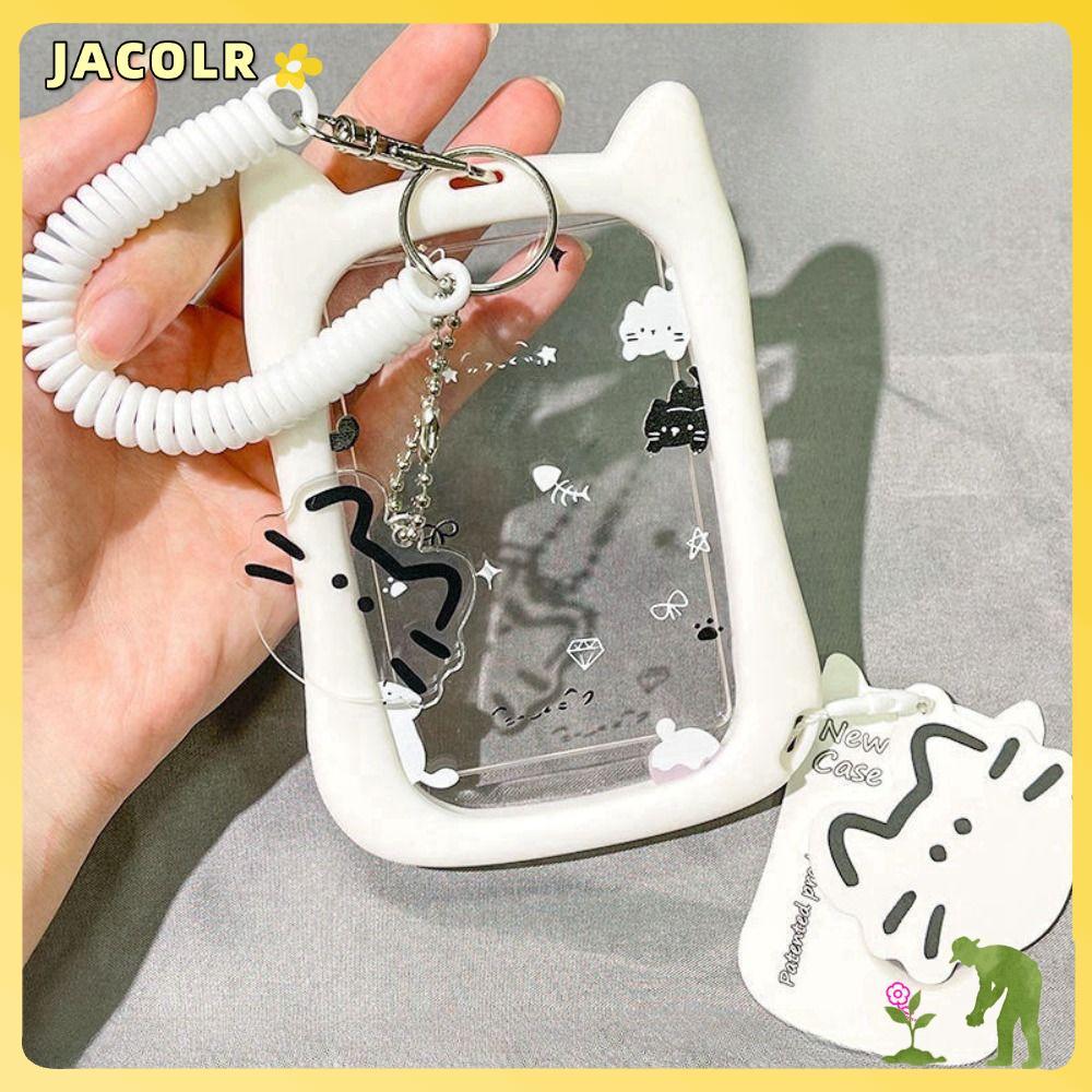 JACOLR Kpop Idol Card Holder, Kawaii Acrylic Photocard Holder, Mặt dây chuyền túi tai mèo trong suốt