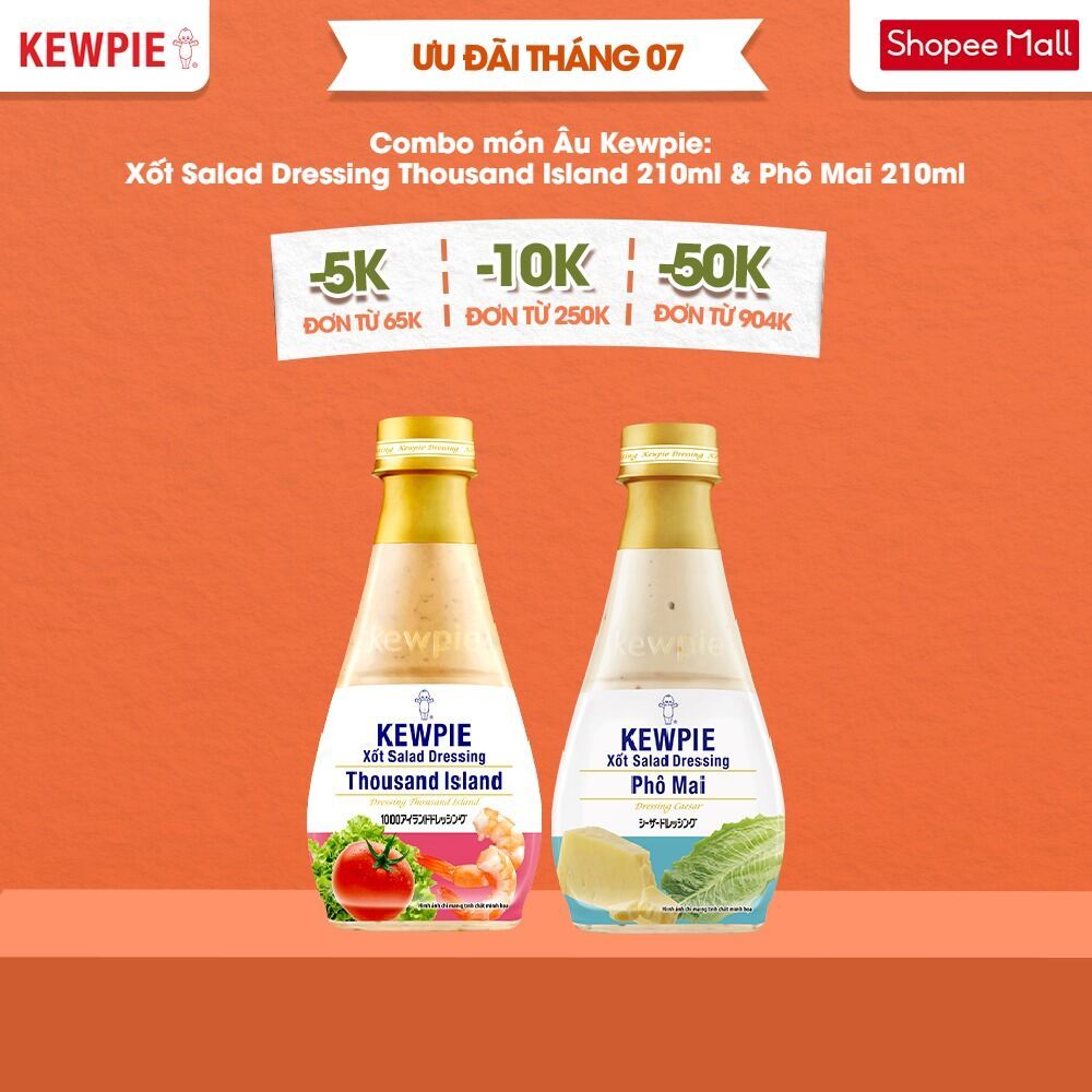 Combo món Âu Kewpie: Xốt Salad Dressing Thousand Island 210ml & Phô Mai 210ml