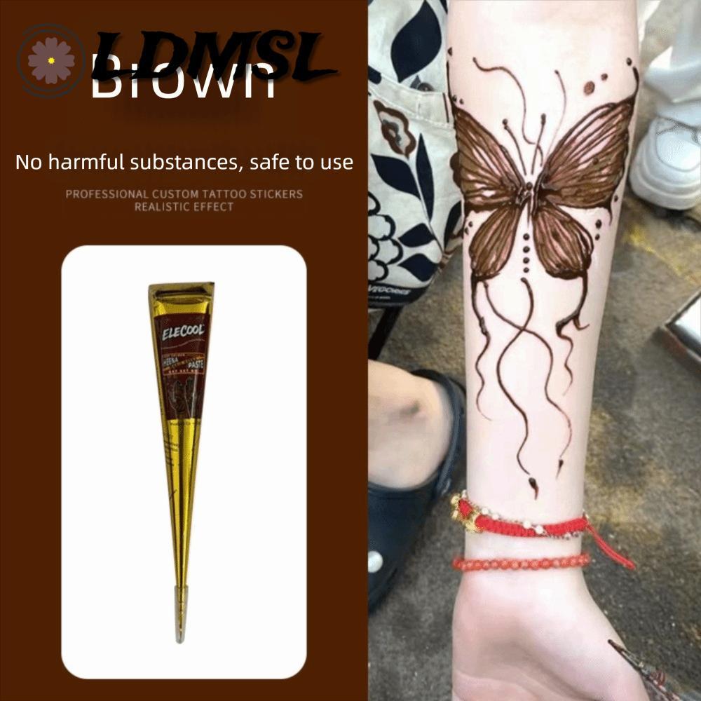 LDMSL Henna Dán Nón, Đen Nâu Dễ Sử Dụng Kem Xăm Henna, Kem Henna Tạm Thời Bán Vĩnh Viễn Mehndi Body 