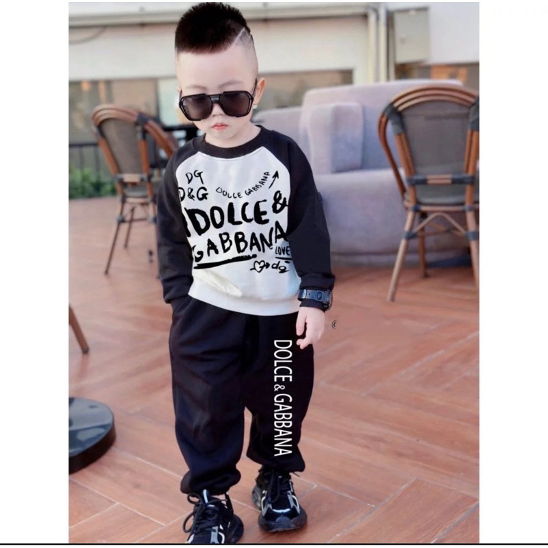 sét nỉ swt DG phối tay pic art cho bé, áo nỉ cổ tròn trẻ em, kid_genz