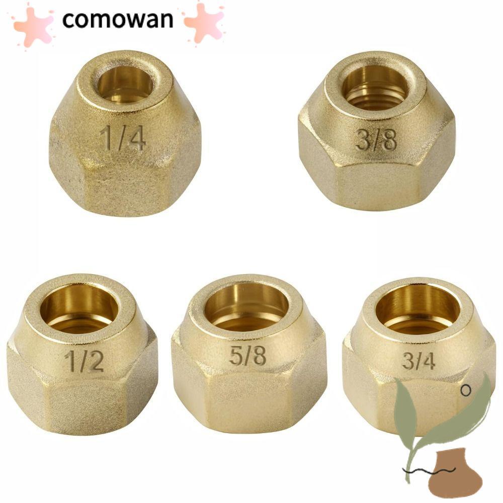 COMOWAN Brass Flare Nut, Làm dày 5 / 16 "1 / 8" 3 / 4 "Phụ kiện ống Flare, 1 / 4" 3 / 8 "1 / 2" Đai 