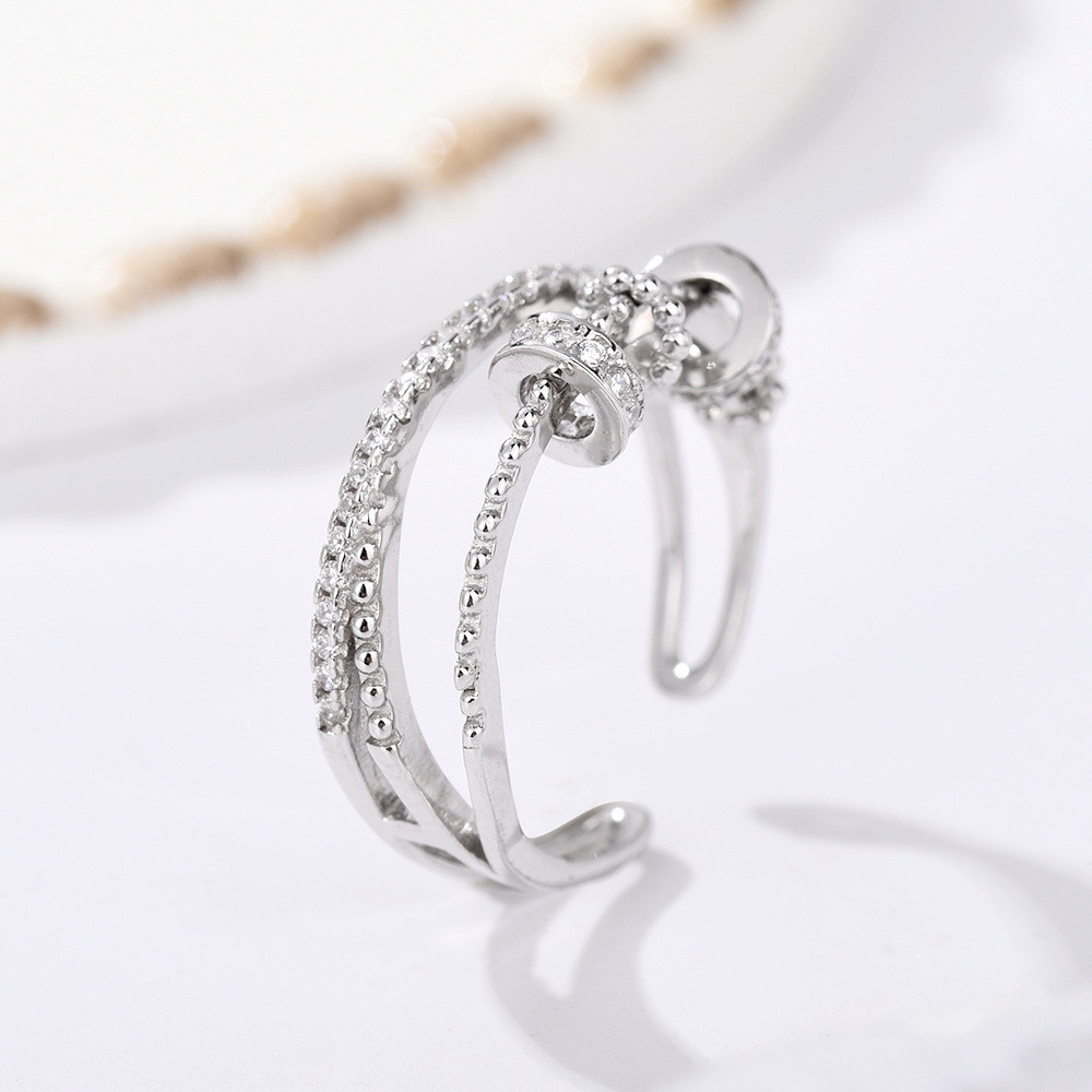 Lo Âu Nhẫn Quà Tặng Phong Cách Mới Giải Nén Lo Âu Xoay Zircon Nữ Nhẫn Độc Đáo Hợp Thời Trang Mở Đuôi