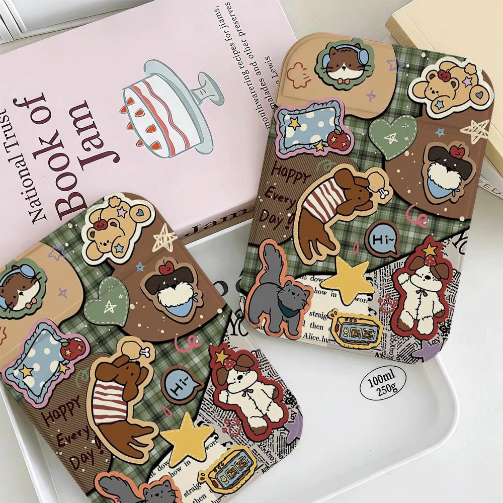 Vintage Bear Collage Foldable Pocket Mirror, Retro Daily Makeup Mirror