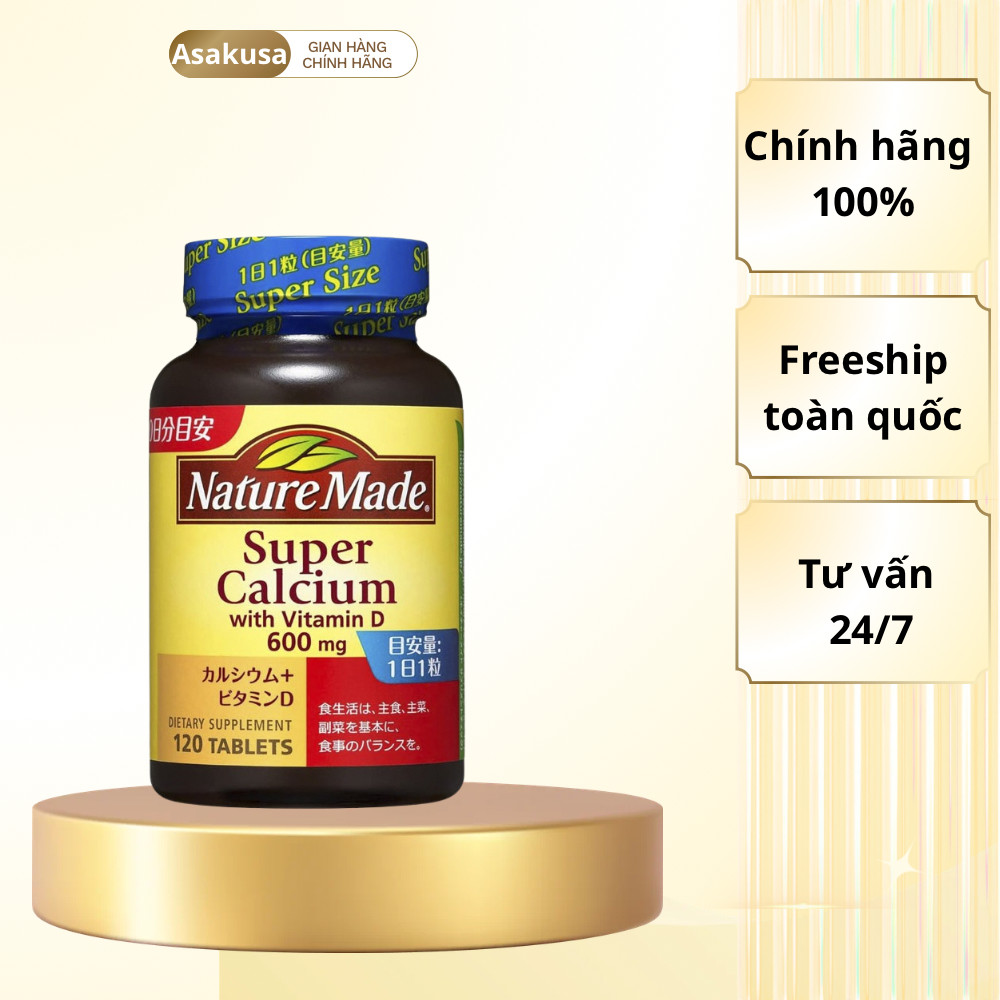 Viên uống Nature Made Super Calcium bổ sung Canxi; Vitamin D Nhật bản Hộp 120 viên.