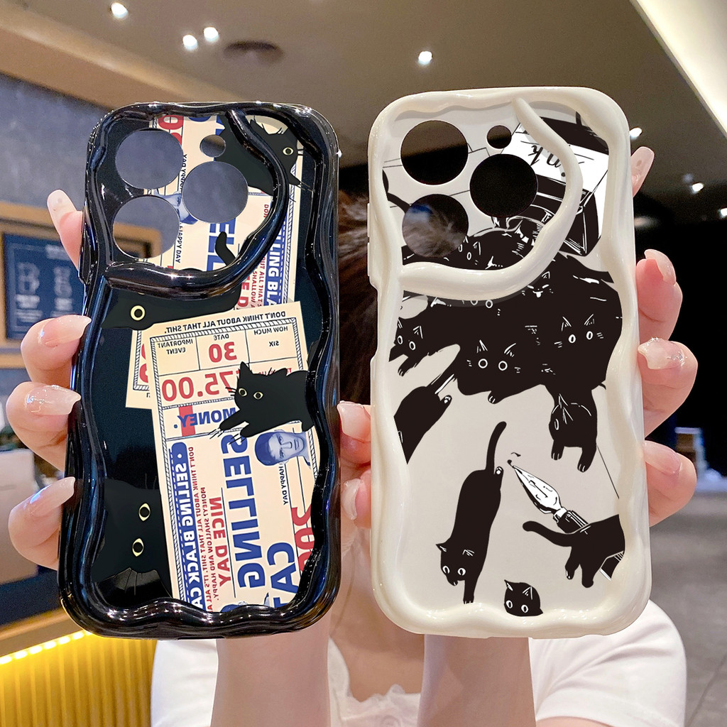 Tương thích với Infinix Note 40 30 12 Pro Hot 40 40i 30i 20S 20i 12i Ink Cats Case Vỏ sóng bên trong
