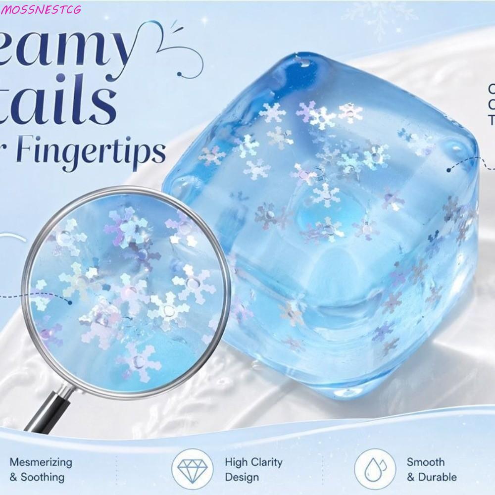 MOSSNESTCG Ice Cube Fidget Toy, TPR Soft Rebound Ice Cube Squishy Toy, Hand Reliex Transparent Fun S