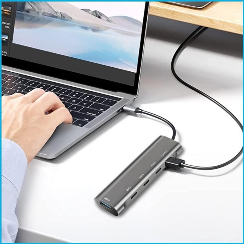 Utake 5 Cổng USB C Hub 5Gbps USB Hub Cho Laptop USB3 0 Hub Đa Cổng Adapter Loại C PD60W Adapter Cho 