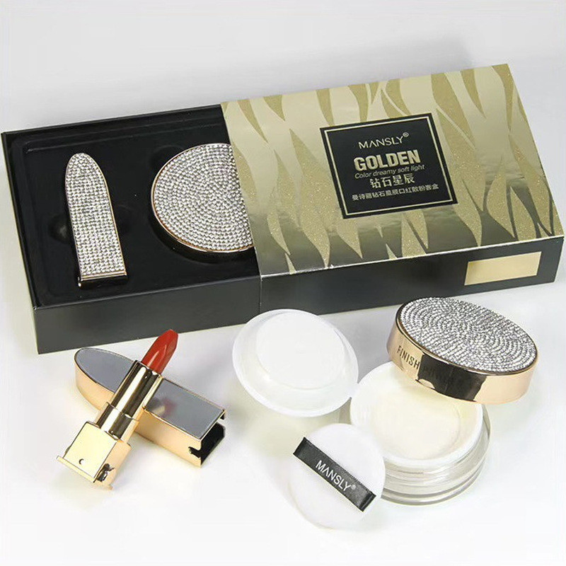 Mansili Diamond Star Lipstick Loose Powder Set Box Không Dễ Phai Màu Cốc Chống Dính Son Bóng Son Môi