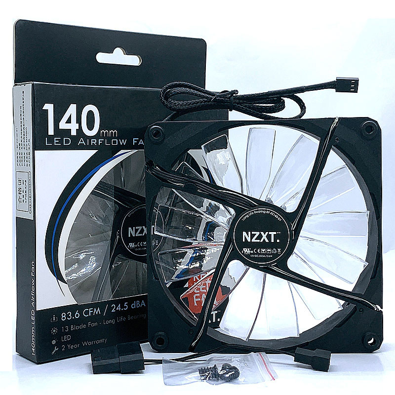 [Bộ tản nhiệt bán chạy] Quạt im lặng NZXT NZXT 14CM RF-FZ140-R1 LED Blue Light 14025 Quạt vỏ máy tín