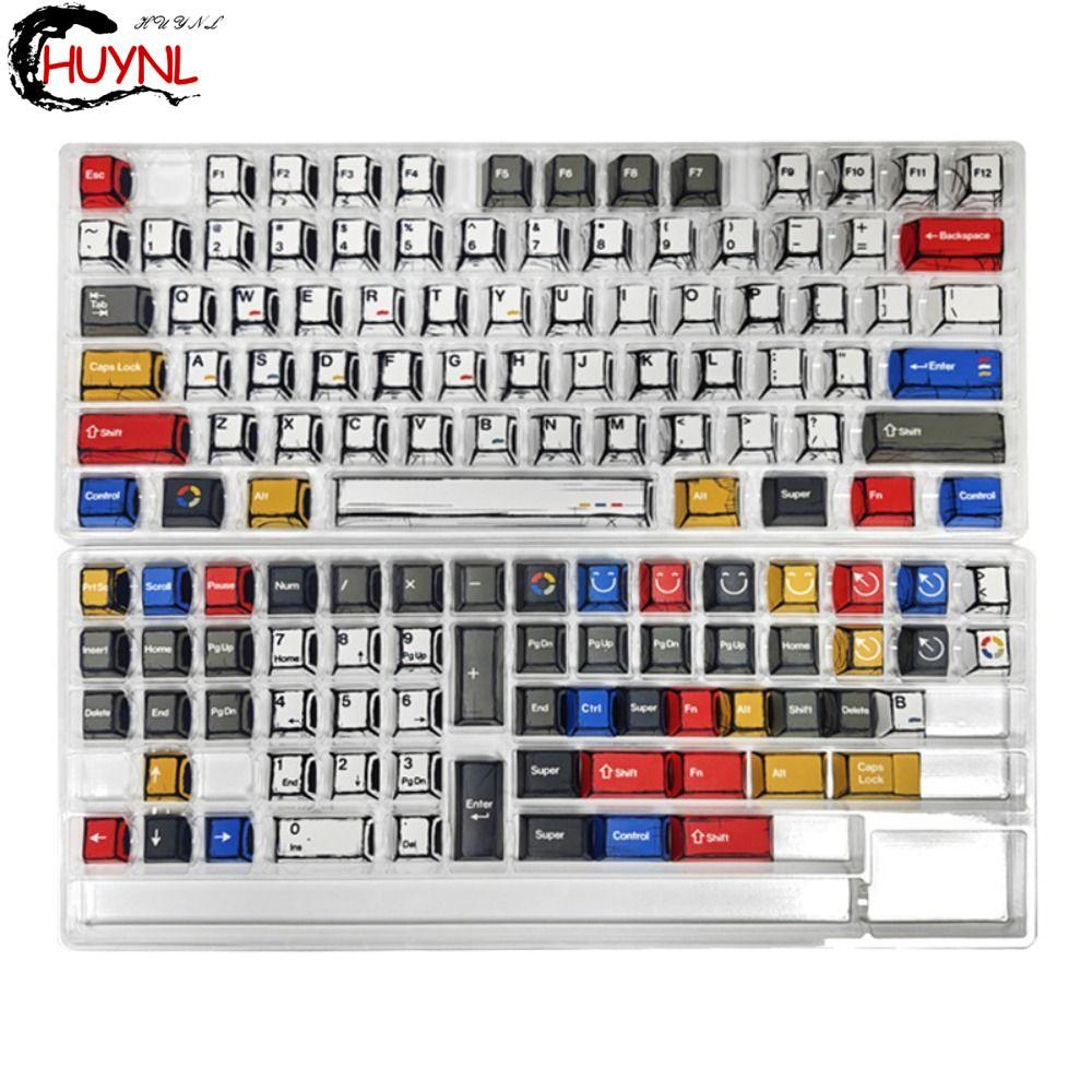 Nắp bàn phím RENDZ, 136 phím Bộ keycap chủ đề Trăm đèn, Keycap chơi game phong cách Manga cổ điển ch