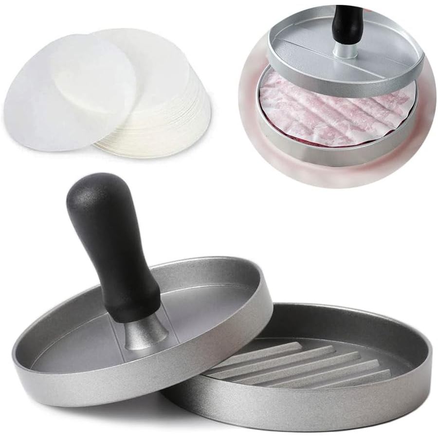 Hamburger Press Patty Maker cho Grill Burger, Smasher Burger Press với 100 miếng giấy Patty, Hamburg