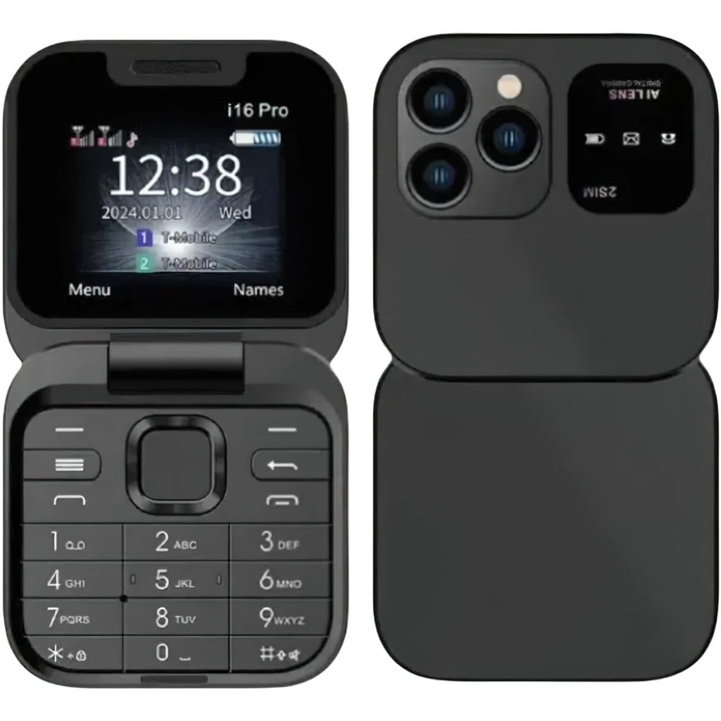 Điện thoại lật Mini I16 Pro, Màn hình hiển thị độ phân giải cao 1,77 Inch, SIM kép 2G GSM, Thiết kế 