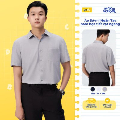 Áo Sơ-mi Yody Áo Ngắn Tay nam họa tiết vạt ngang phom Regular thoải mái TRA MOSS26A010
