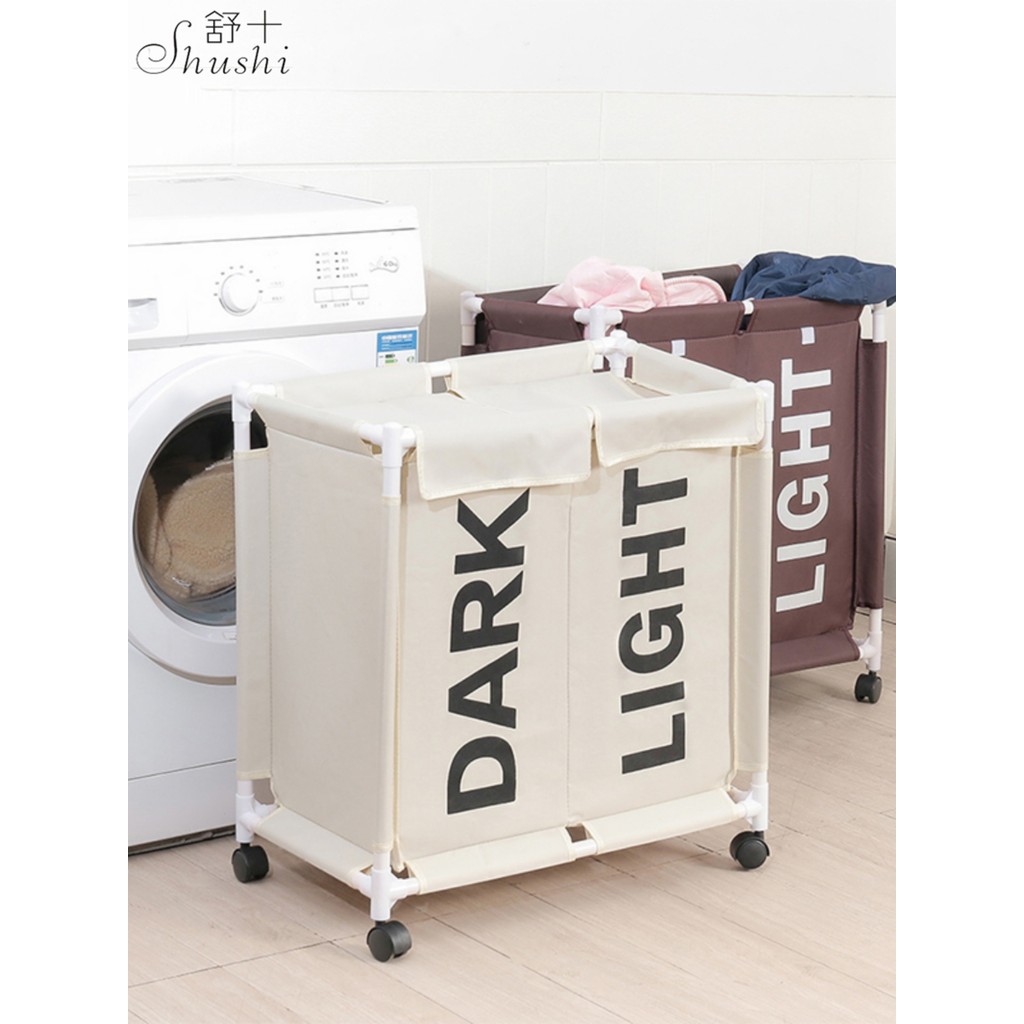 Shu Shi Bẩn Giỏ Quần Áo Hộ Gia Đình Lớn Bẩn Quần Áo Giỏ Chứa Đồ Có Bánh Xe Phân Vùng Phòng Ngủ Giỏ Q