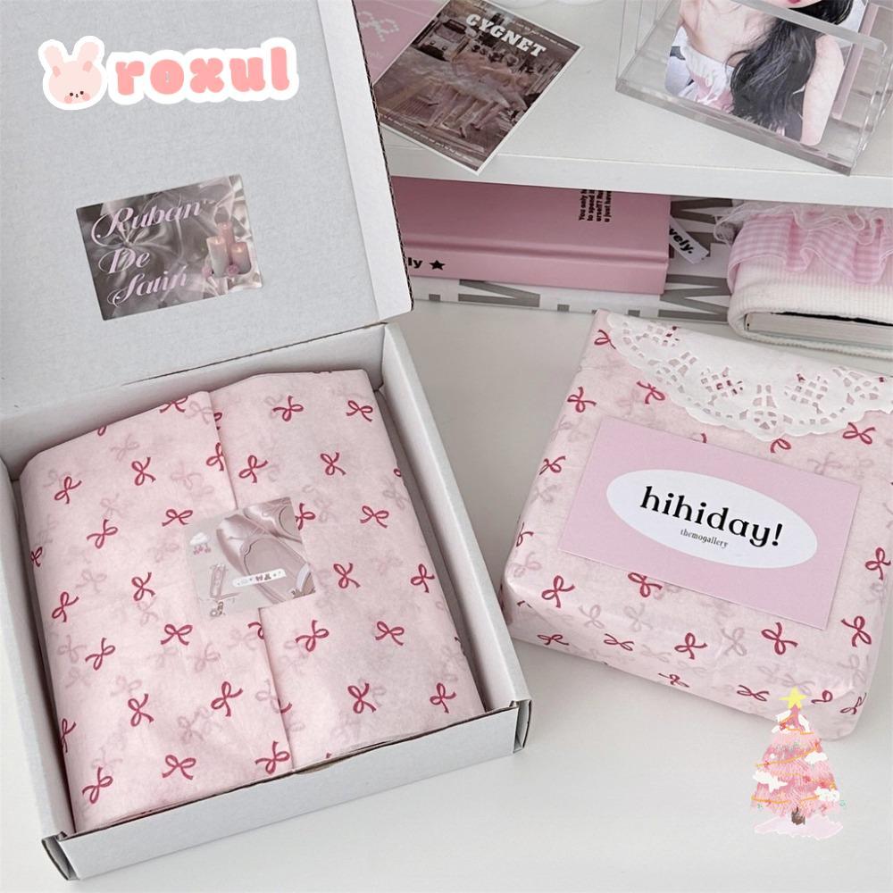 ROXUL 20 tờ Ins Ballet Bow Copy Paper, Hoa văn nơ màu hồng Bó hoa Bao bì Giấy Vật liệu đóng gói, Hợp