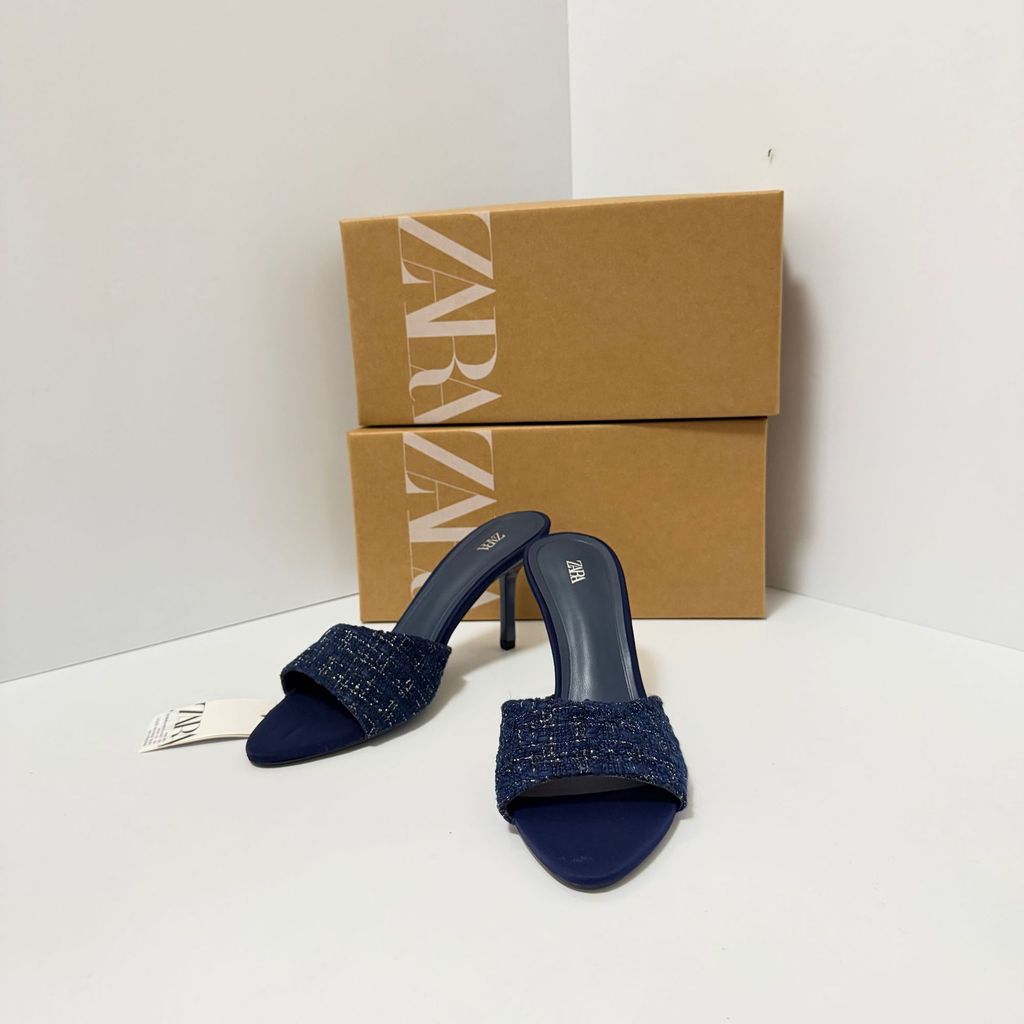 ZARA New women's shoes with low heels, elegant and classy high-heeled shoes, closed-toe, shallow-cut