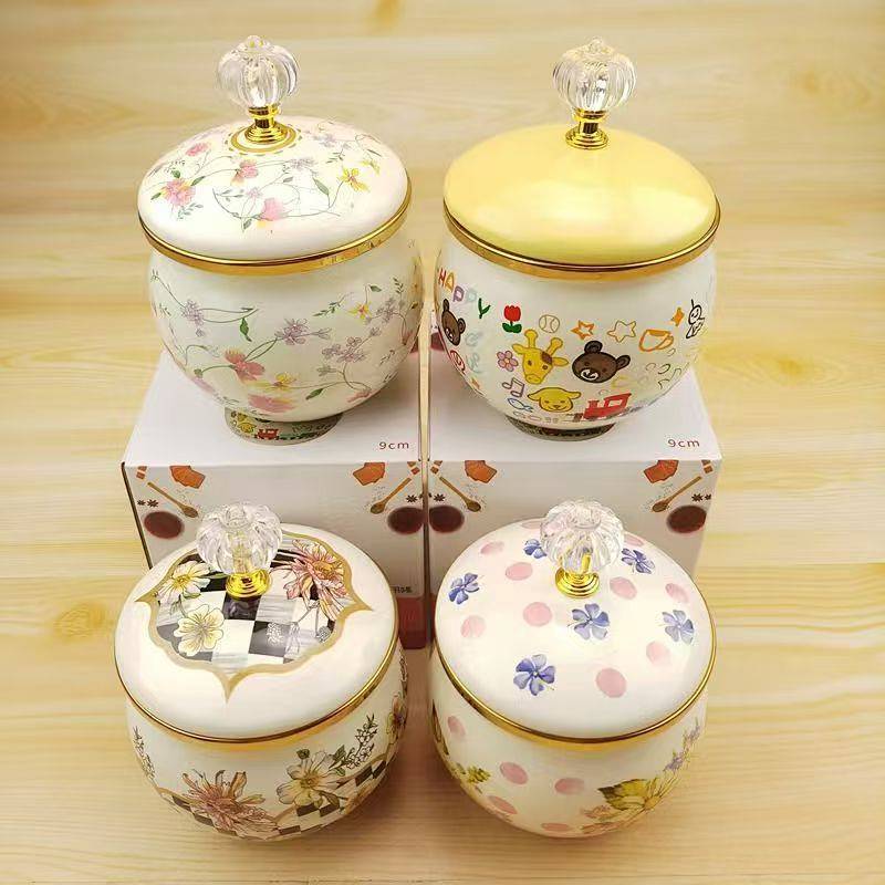 Thickened Enamel Sucrier Classic Nostalgic Seasoning Box Sugar Bowl Household Seasoning Box Pepper O