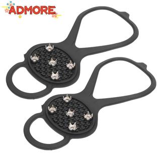 ADMORE 2 đôi Ice Cleats, gai thép 5 mũi nhọn tuyết, gai cao su chịu nhiệt chống trượt Đi bộ đường dài