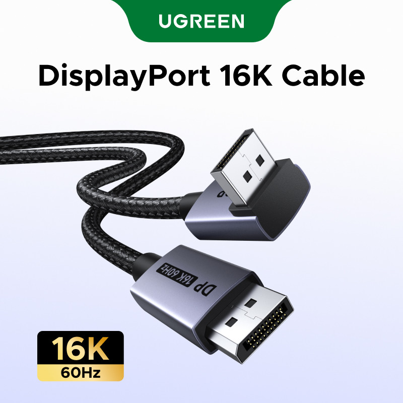 Cáp DisplayPort góc phải UGREEN 16K @ 60Hz 80Gbps DP 2.1 Dây 8K @ 240Hz 4K @ 240Hz Bím tốc độ cao