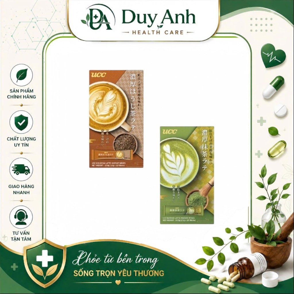 Bột Trà Latte UCC Nhật Bản 150g - Matcha Latte & Hojicha Latte Thơm Ngon, Dễ Pha